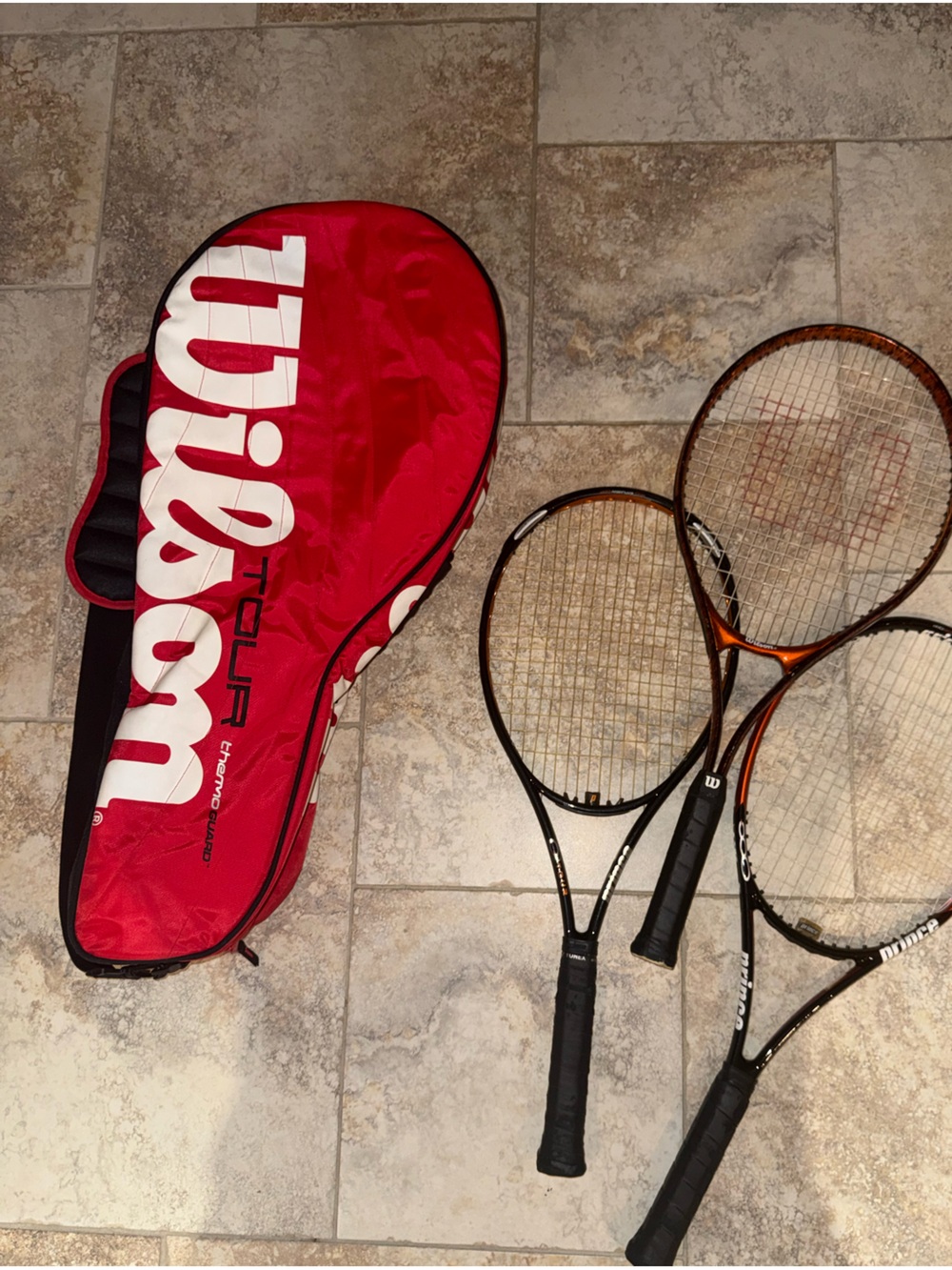 Wilson Red Tennis Bag with Three Racquets